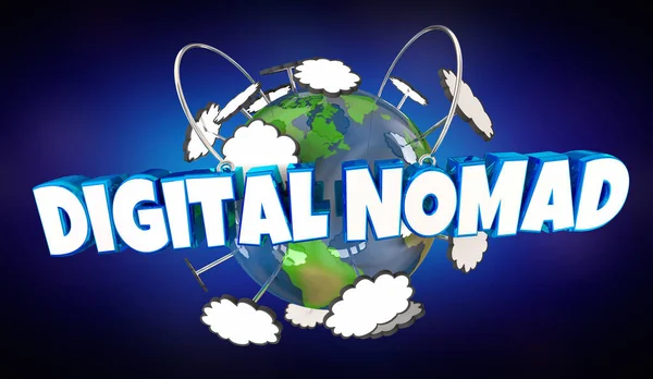 Digitale Nomad Wereld Remote Werknemer Overal Medewerker Illustratie — Stockfoto