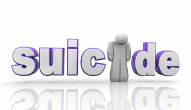 İntihar Üzücü Kelime Depresyonlu Ruh Sağlığı Depresyonu 3D İllüstrasyon