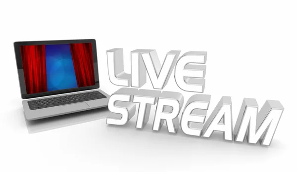 Livestream Virtual Event Computer Laptop Watch Únete Ahora Ilustración — Foto de Stock