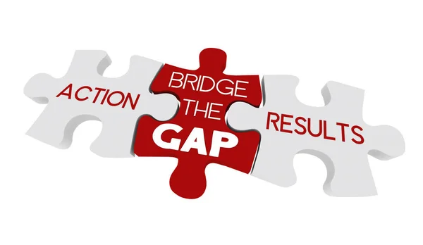 Bridge Gap Actions Results Achieve Success Win Puzzle Pieces Illustration — Stock fotografie