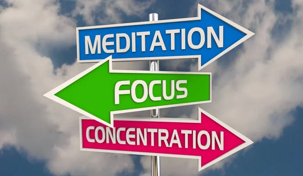 Meditação Foco Concentração Mindfulness Paz Tranquilidade Setas Sinais Ilustração — Fotografia de Stock