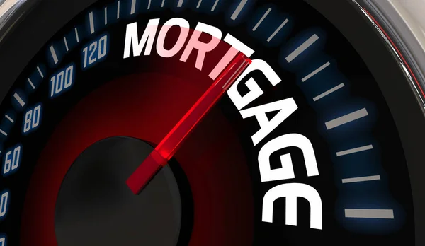 Mortgage Speedometer Interest Rate Fast Approval Application Illustration — Stock Photo, Image