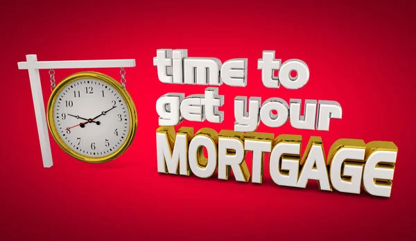 Czas Aby Uzyskać Swój Kredyt Hipoteczny Dom Dom Zegar Dom — Zdjęcie stockowe