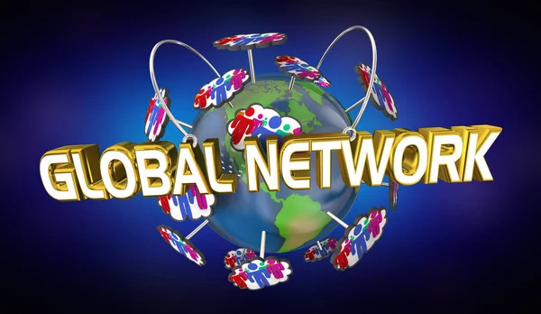 Global Network People World Connected Working Together Group Illustration — Stock Photo, Image