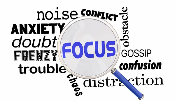 Focus Goal Target Magnifying Glass Avoid Distraction Noise Illustration — Stock Photo, Image