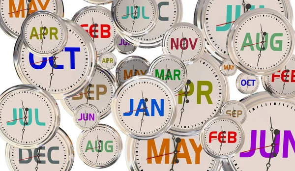 Month Clocks Time Pasando Rápidamente Programar Cuenta Regresiva Del Plan — Foto de Stock