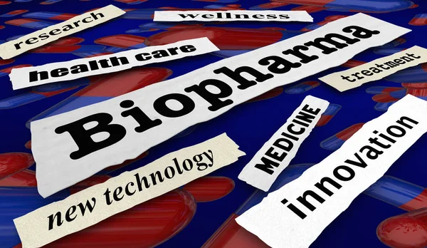 Biopharma News Schlagzeilen Forschung Medizinische Biopharmazeutika Neueste Trends Gesundheitswesen Illustration — Stockfoto