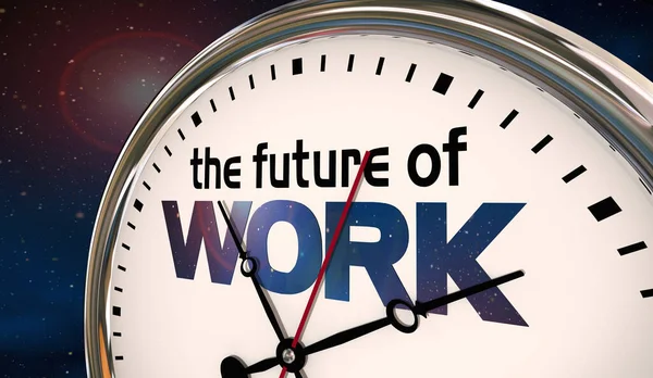 工作时钟的未来新的就业趋势Ai自动化3D示例 — 图库照片
