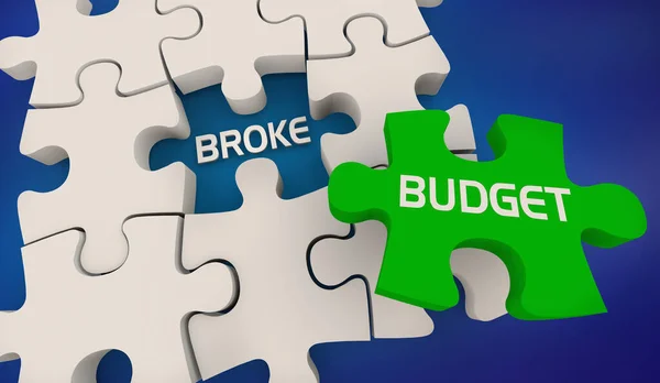 Broke Budgetlösning Till Pengar Problem Problem Pussel Illustration — Stockfoto