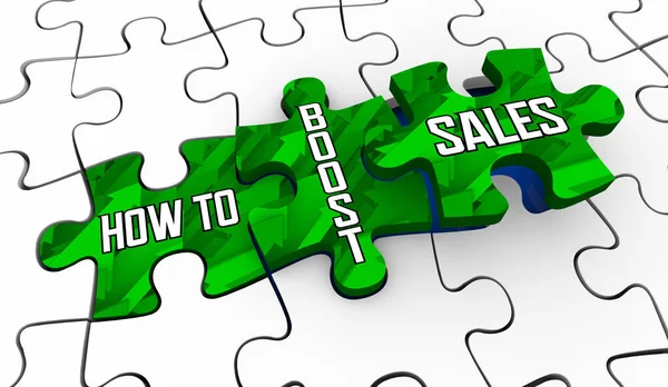 How Boost Sales Grow New Business Customers Increase Puzzle Pieces — Stock Photo, Image