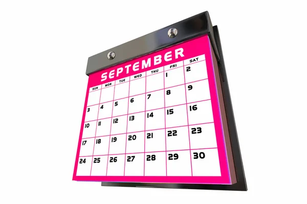 Septiembre Mes Calendario Planificador Horario Días Fechas Recordatorio Septiembre Otoño — Foto de Stock