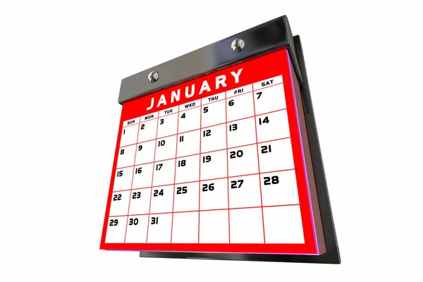 Enero Mes Calendario Planificador Horario Días Fechas Recordatorio Enero Invierno — Foto de Stock