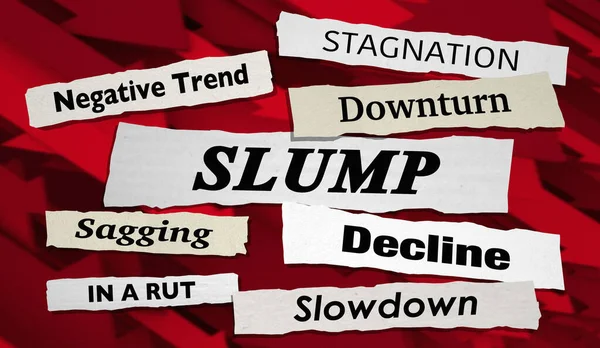 Slump News Headlines Downturn Slowdown Bad Negative Trend Arrows Illustration — Stock Photo, Image