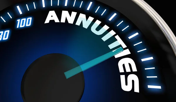 Annuities Speedometer Rising Income Retirement Savings Investment Illustratie — Stockfoto