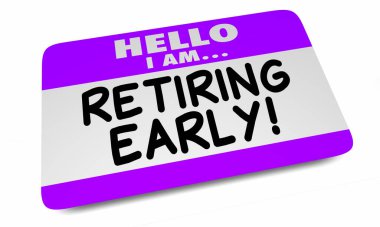 Merhaba. Erken emekli oluyorum. Altın Yılların tadını çıkarıyorum. İsim, kariyer planı, 3D illüstrasyon.