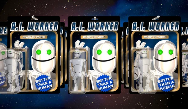 Worker Robot Employees New Modern Workforce Displacing Human Employees Illustration — Stock Photo, Image