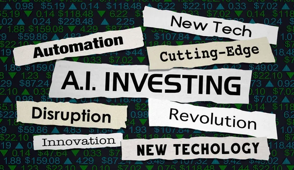 Investing News Titulares Inteligencia Artificial Operaciones Bursátiles Automatización Ilustración —  Fotos de Stock