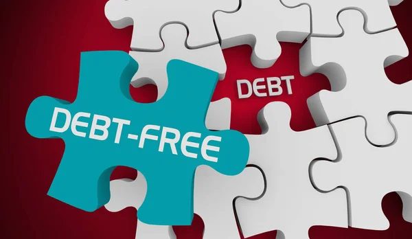 Dívida Livre Puzzle Peça Equilíbrio Orçamento Dinheiro Gastos Corte Custos — Fotografia de Stock