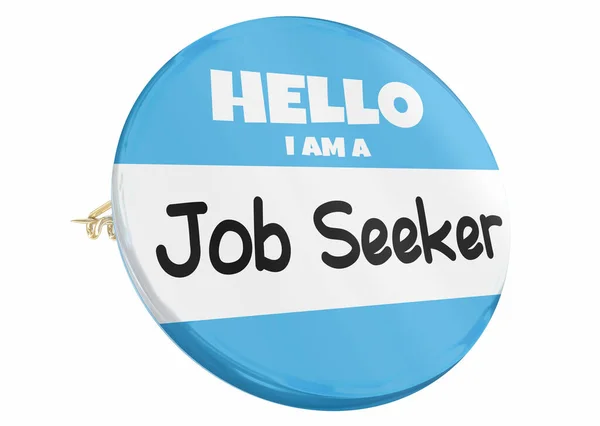 Job Seeker Button Pin Zoek Naar Werk Interview Huren Hallo — Stockfoto