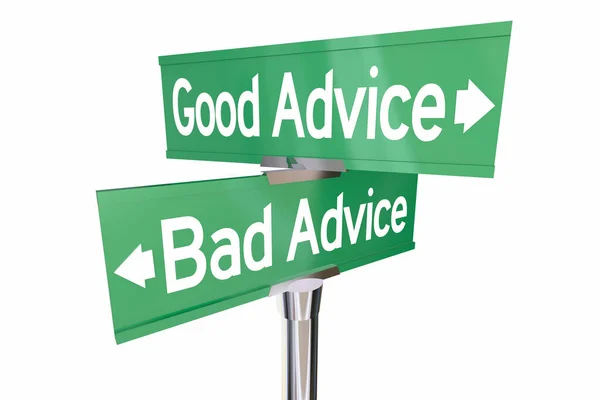 Good Advice Bad Information Tips Ayuda Flecha Calle Carretera Señales — Foto de Stock