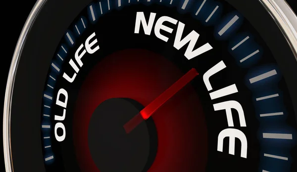 New Life Old Speedometer Fast Change Attitude Outlook Future Illustration — Stock Photo, Image