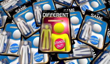 Different Person Stands Out From Same Crowd People Action Figures 3d Illustration clipart