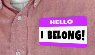 I Belong Hello Name Tag Sticker Engaged Welcome Employee 3d Illustration clipart