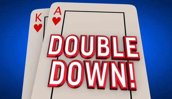 Double Down Playing Cards Bet Big Up Ante Confidence Black Jack 3d Illustration