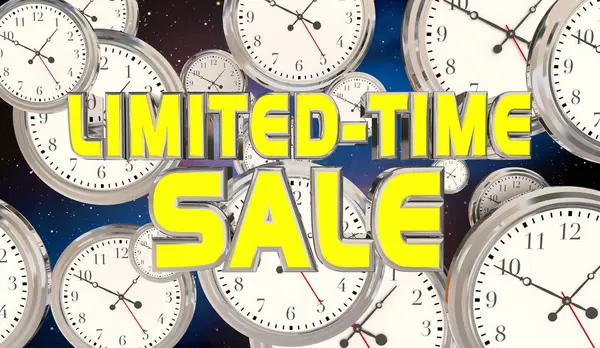 Limited-Time Sale Clocks Flying Running Out Ending Soon Save Money 3d Illustration