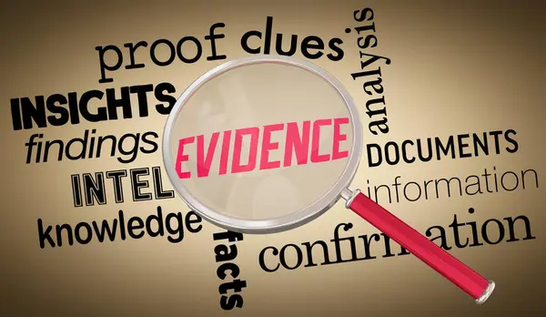 Evidence Magnifying Glass Find Clues Facts Proof Investigate Search 3d Illustration