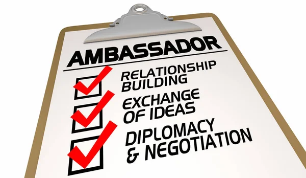Ambassador Checklist Relationship Building Exchange Negotiation 3d Illustration