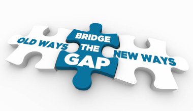 Bridge the Gap Between Old and New Ways Change to Modern Improvement Puzzle Pieces 3d Illustration clipart