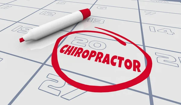Chiropractor Appointment Calendar Back Neck Doctor Date Circled 3d Illustration