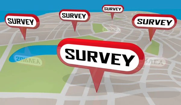 Survey Responses Map Pins Research Data Area Region Locations Illustration — Stock Photo, Image