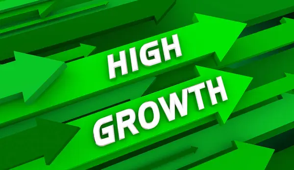 High Growth Arrows Rising Increase Goal Achieved New Opportunities Illustration — Stock Photo, Image