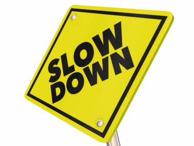 Yavaş Sarı Uyarı İşareti Hızı Azalt Dikkat et Tehlike 3 boyutlu Görüntü