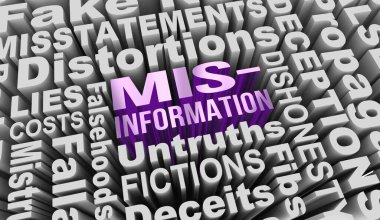 Misinformation Lies Deception Fake News Fraud Words 3d Illustration clipart