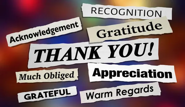 Ringraziamento Gratitudine Apprezzamento Messaggi Titoli Notizie Riconoscimento Illustrazione — Foto Stock
