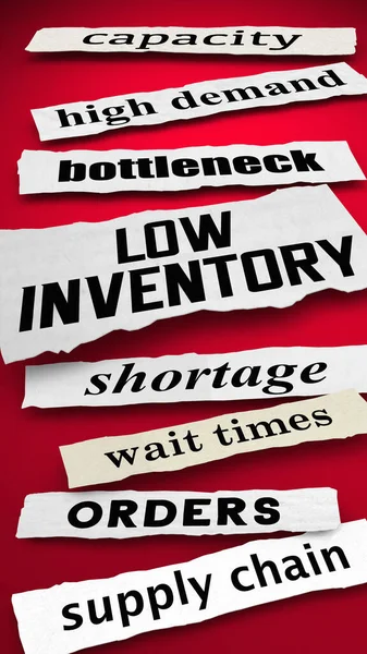 Low Inventory Headlines Shortage High Demand Out Stock Illustration — Stock Photo, Image