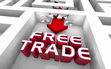 Free Trade Break Through Barriers Maze Tariffs Taxes Fees International Commerce Business 3d Illustration clipart