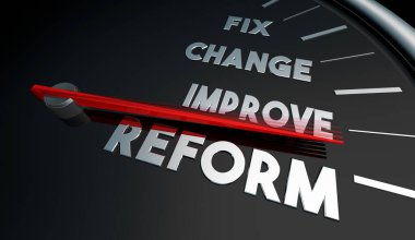Reform Fix Change Improve Problem Speedometer Measure Impact 3d Illustration clipart
