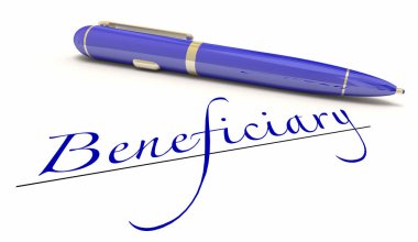 Beneficiary Signing Name Pen Insurance Policy Will Legal Document 3d Illustration clipart