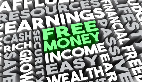Free Money Make Easy Income Cash Passive Earnings Words 3d Illustration