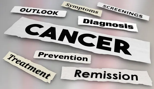 Cancer News Headlines Disease Trend Cases Cure Treatment Health Care — Stock Photo, Image