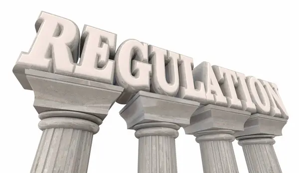 stock image Regulation Government Red Tape Rules Laws Regulated Business Marble Pillars 3d Illustration