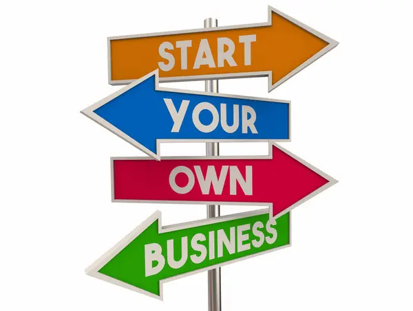 Start Your Own Business Arrow Signs Entreprur Launch Start Company Стоковая Картинка