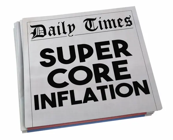 Supercore Inflation Newspaper Headline Rostoucí Ceny Náklady Jdou Nahoru Ilustrace Stock Fotografie