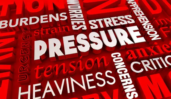 Druck Stress Belastet Ängste Unter Belastungen Wörter Illustration Stockfoto