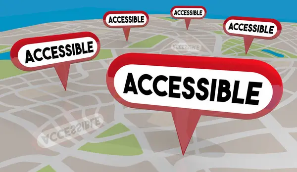 アクセス可能な場所 マップピン ベストスポット 車椅子 アクセシビリティ 3Dイラスト ストックフォト