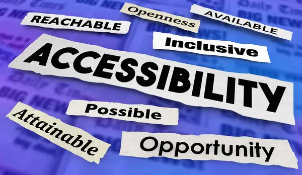 Accessibility News Schlagzeilen Access Inclusive Open Accessible Opportunities Illustration Stockbild